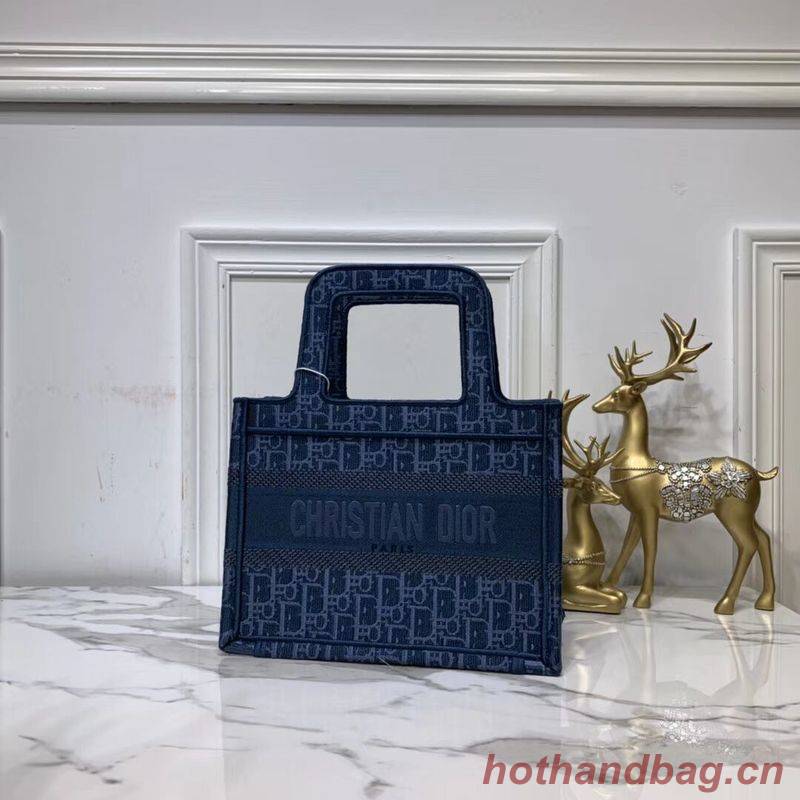 DIOR TOTE BAG IN EMBROIDERED CANVAS C0195 Blue