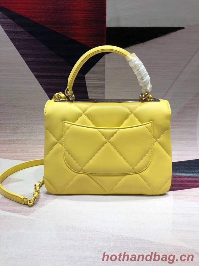 Chanel CC original lambskin top handle flap bag A92236 lemon&Gold-Tone Metal