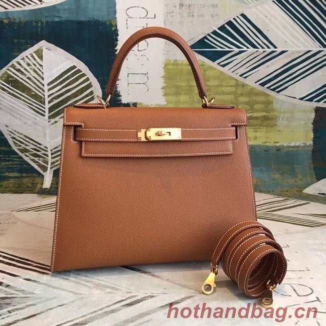 Hermes original Kelly Epsom Leather KL32 brown