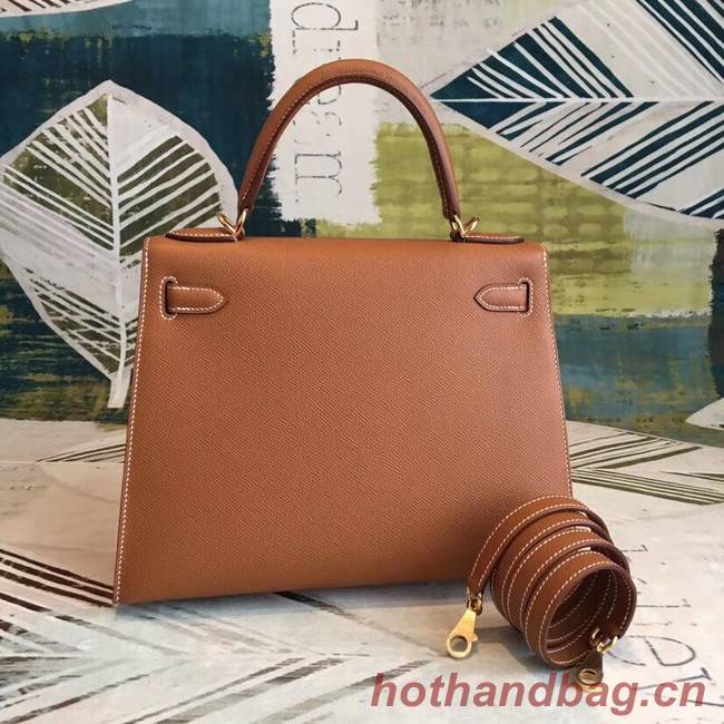 Hermes original Kelly Epsom Leather KL32 brown