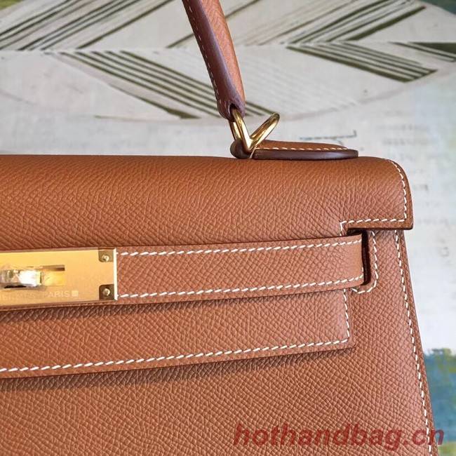 Hermes original Kelly Epsom Leather KL32 brown