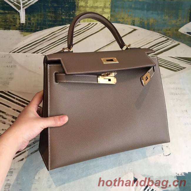 Hermes original Kelly Epsom Leather KL32 dark grey