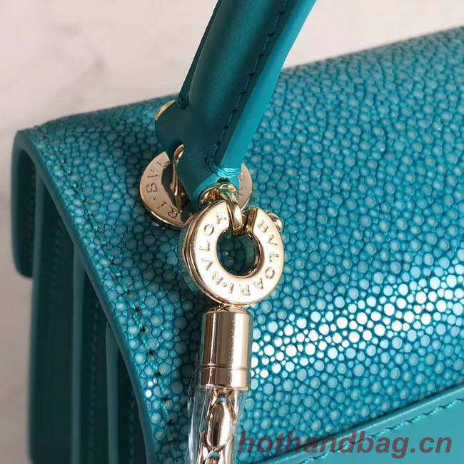 Bvlgari Serpenti Forever Pearl fish skin&Calfskin Leather small crossbody bag 288687 blue