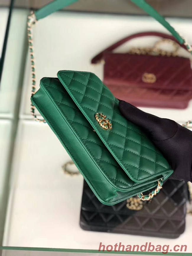 Chanel Original Leather Chain Wallet AP0724 green