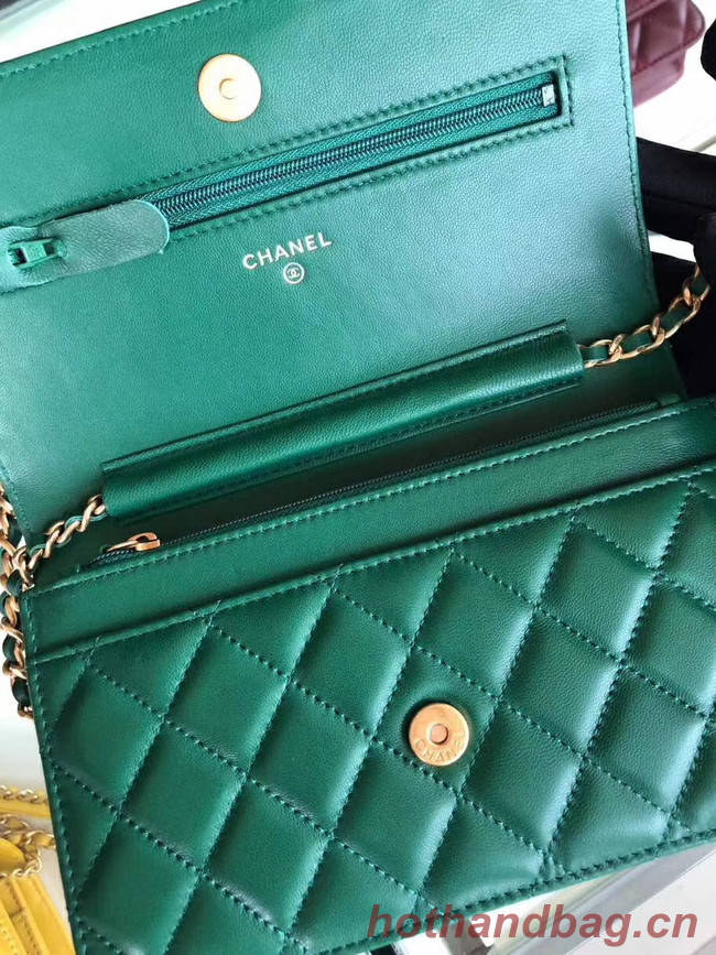 Chanel Original Leather Chain Wallet AP0724 green