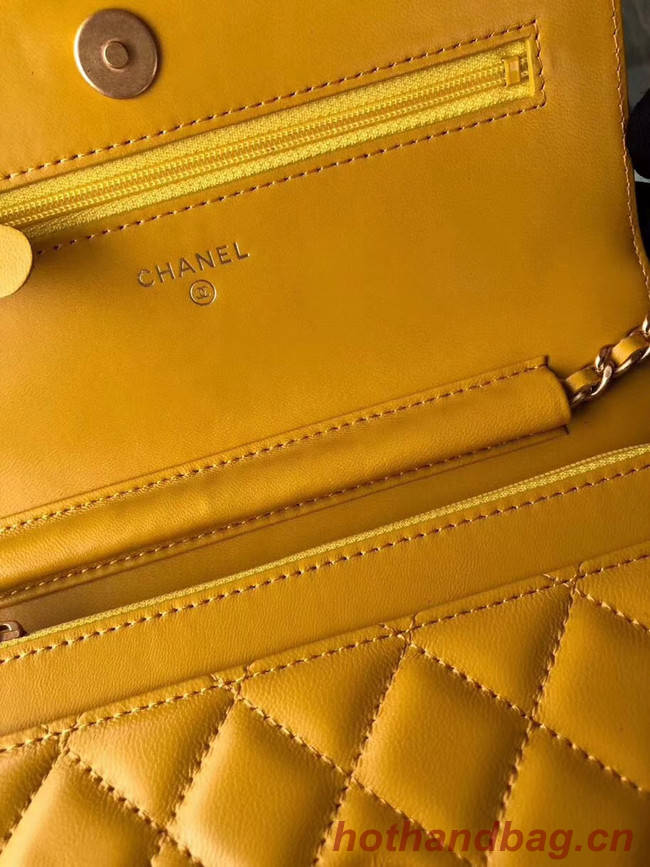 Chanel Original Leather Chain Wallet AP0724 yellow