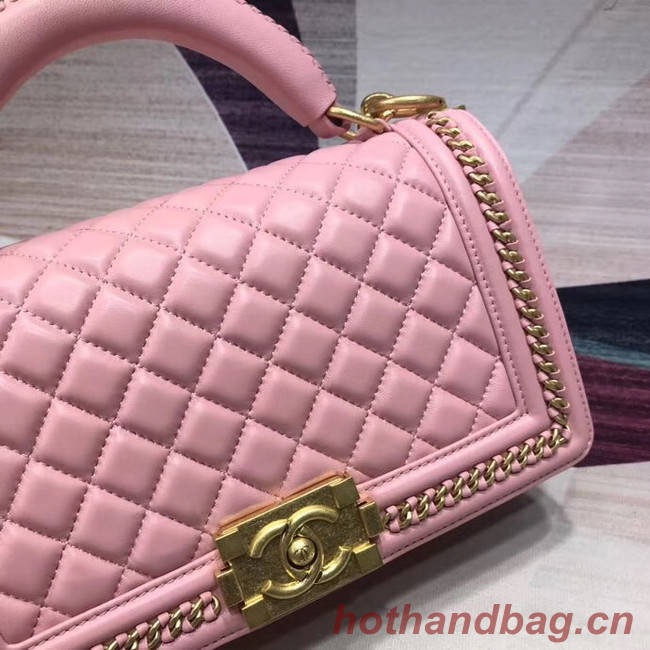 Chanel Leboy Original leather Shoulder Bag H67086 pink & gold -Tone Metal