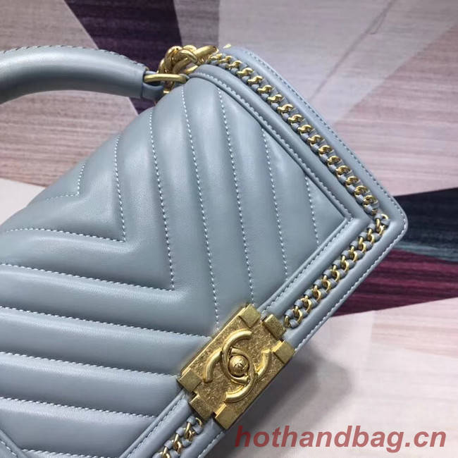 Chanel Leboy Original leather Shoulder Bag V67086 light blue & gold -Tone Metal