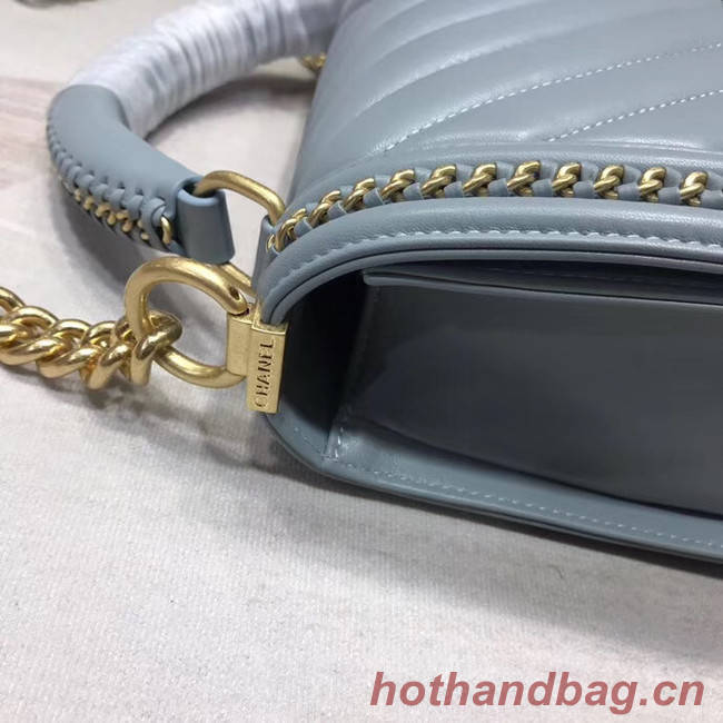 Chanel Leboy Original leather Shoulder Bag V67086 light blue & gold -Tone Metal