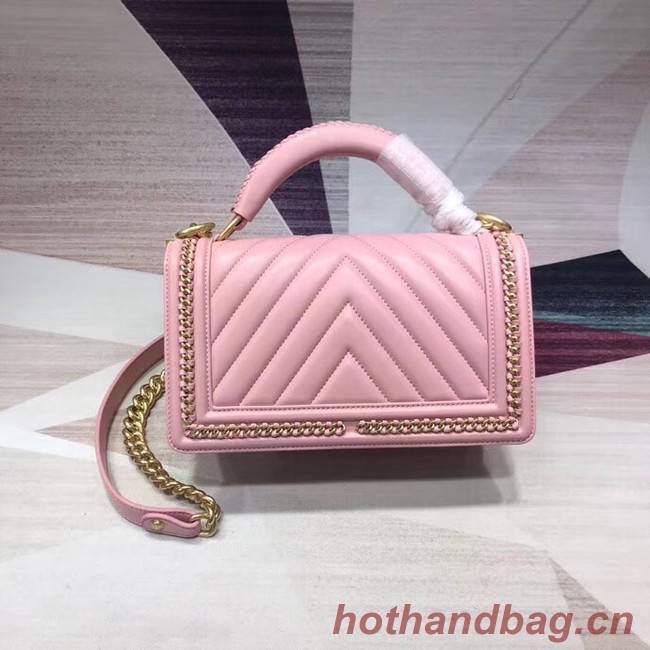 Chanel Leboy Original leather Shoulder Bag V67086 pink & gold -Tone Metal