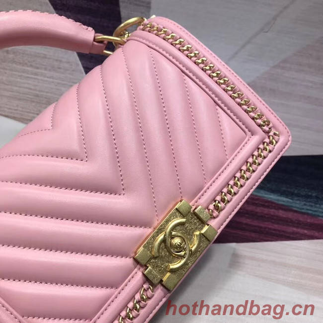 Chanel Leboy Original leather Shoulder Bag V67086 pink & gold -Tone Metal