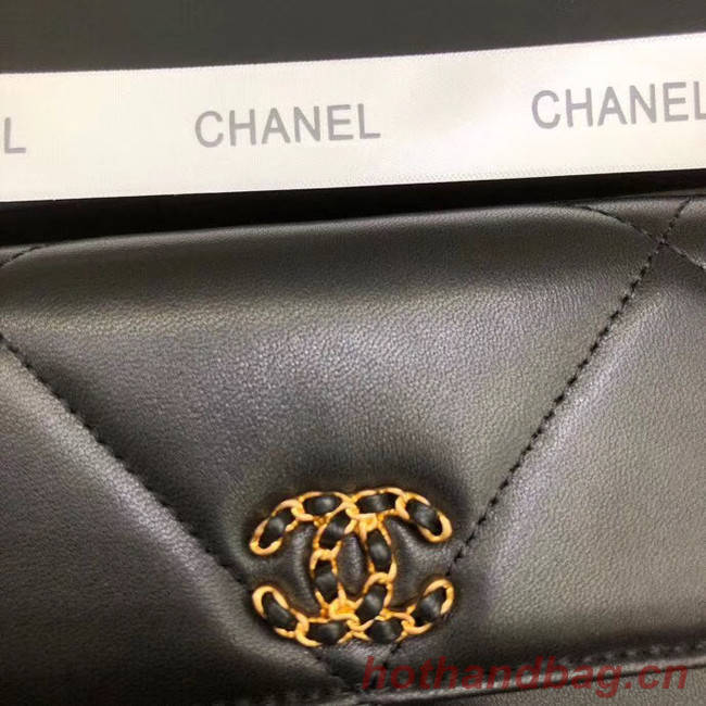 Chanel sheepskin & Gold-Tone Metal Wallet A6871 black