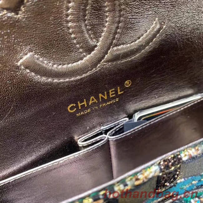 CHANEL Tweed Calfskin -Tone & Gold-Tone Metal AS1112 green