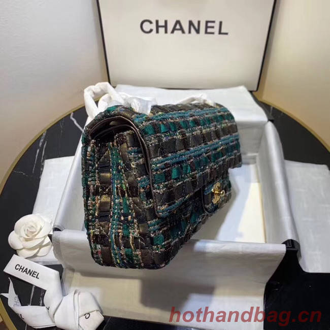 CHANEL Tweed Calfskin -Tone & Gold-Tone Metal AS1112 green