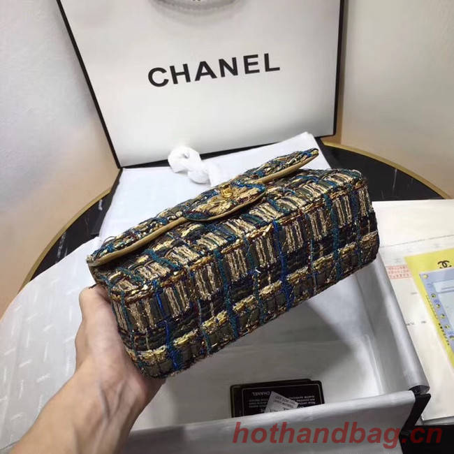 CHANEL Tweed Calfskin -Tone & Gold-Tone Metal AS1116 gold