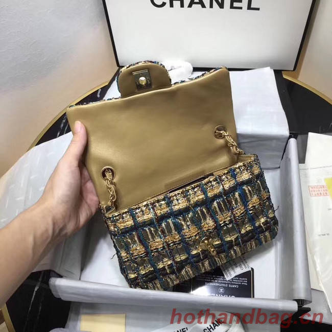 CHANEL Tweed Calfskin -Tone & Gold-Tone Metal AS1116 gold