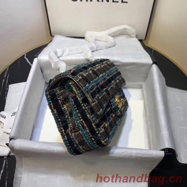 CHANEL Tweed Calfskin -Tone & Gold-Tone Metal AS1116 green