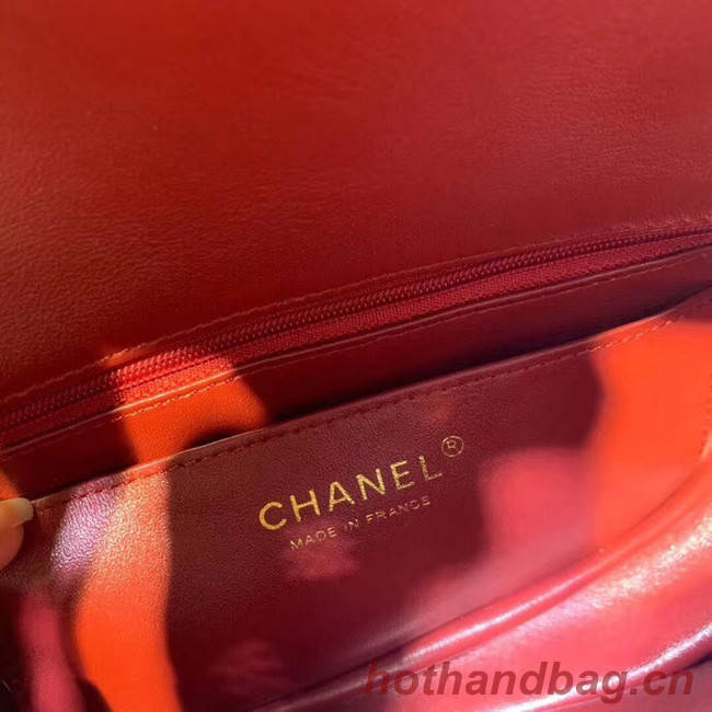 CHANEL Tweed Calfskin -Tone & Gold-Tone Metal AS1116 red