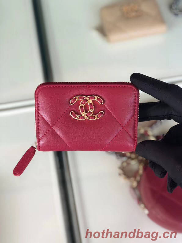 Chanel 19 Zip Card bag AP0949 rose