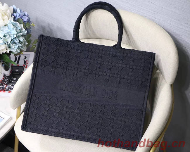 DIOR BOOK TOTE BAG IN EMBROIDERED CANVAS C1286 dark blue