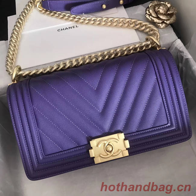 Boy chanel handbag V67086 purple