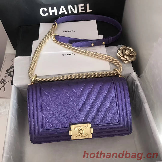 Boy chanel handbag V67086 purple