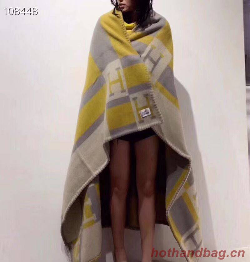 Hermes Lambswool & Cashmere Shawl & Blanket 71152 Yellow