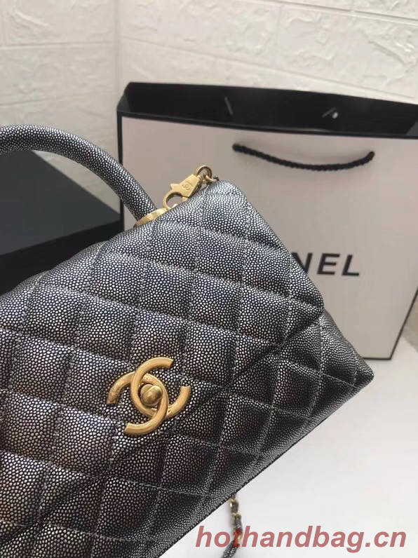 Chanel Small Flap Bag with Top Handle A92990 Silver grey