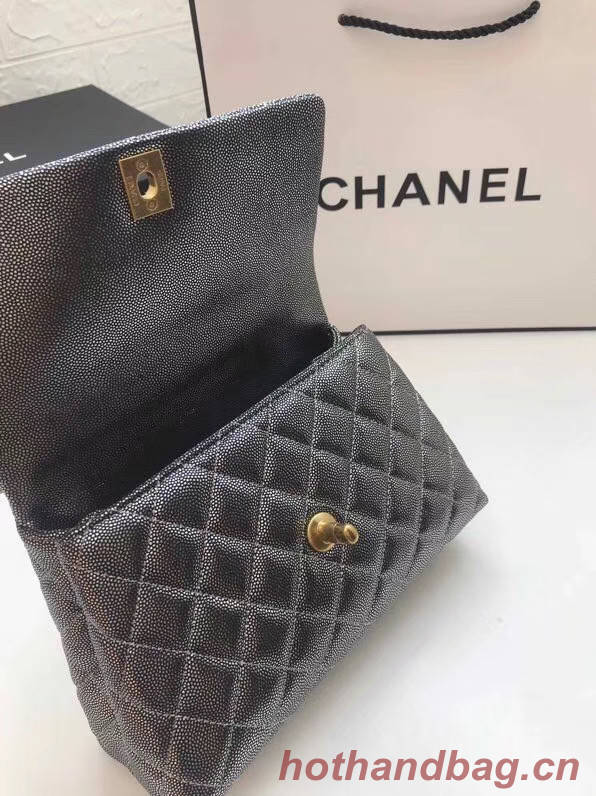 Chanel Small Flap Bag with Top Handle A92990 Silver grey