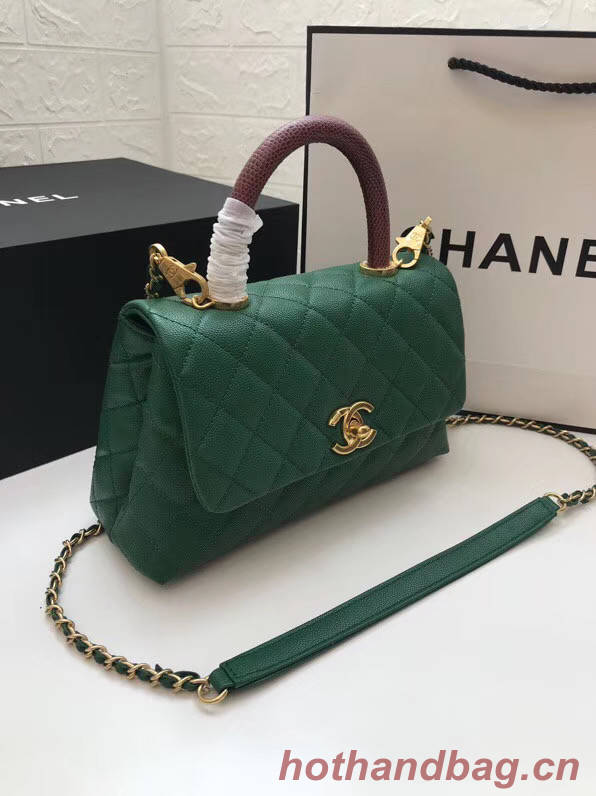 Chanel Small Flap Bag with Top Handle A92990 green