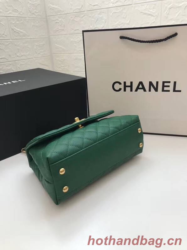 Chanel Small Flap Bag with Top Handle A92990 green