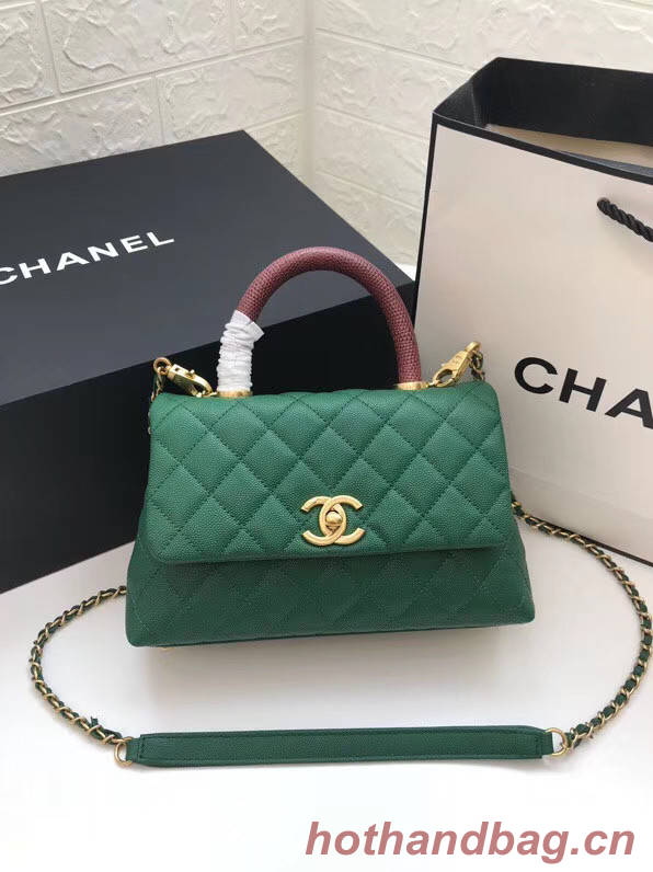 Chanel Small Flap Bag with Top Handle A92990 green