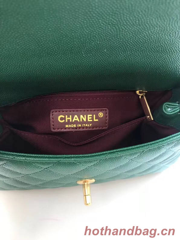 Chanel Small Flap Bag with Top Handle A92990 green