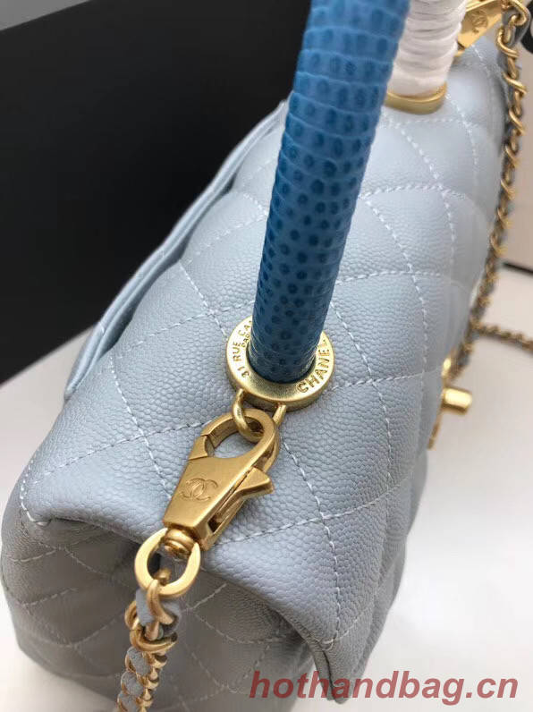 Chanel Small Flap Bag with Top Handle A92990 light blue