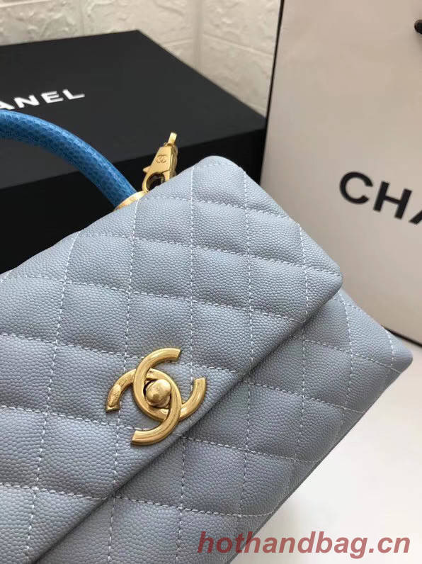 Chanel Small Flap Bag with Top Handle A92990 light blue