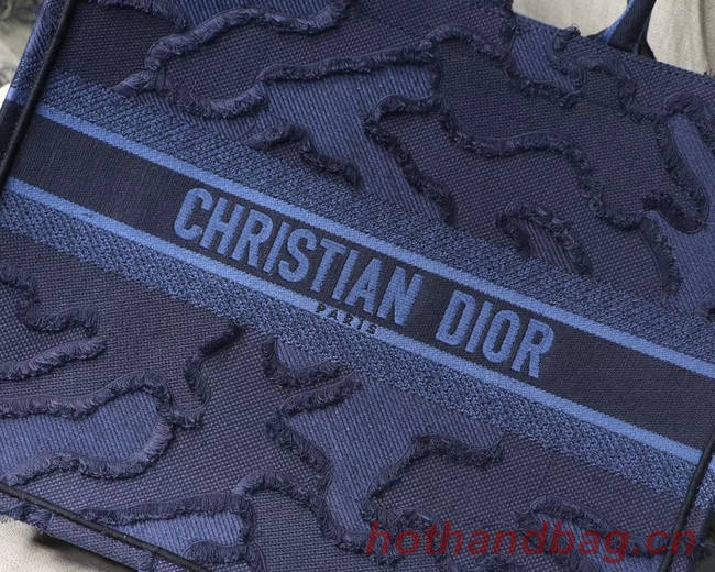 DIOR BLUE DIOR BOOK TOTE CAMOUFLAGE EMBROIDERED CANVAS BAG M1286