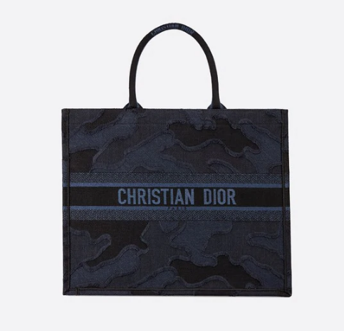 DIOR BLUE DIOR BOOK TOTE CAMOUFLAGE EMBROIDERED CANVAS BAG M1286