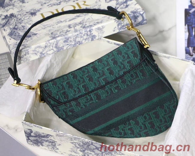 Dior SADDLE DENIM CANVAS BAG M928 green