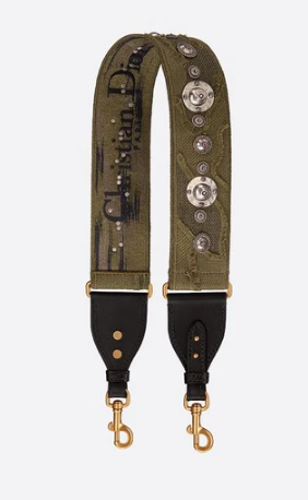 DIOR GREEN MULTICOLOR CAMOUFLAGE FULLY EMBROIDERED STRAP M042