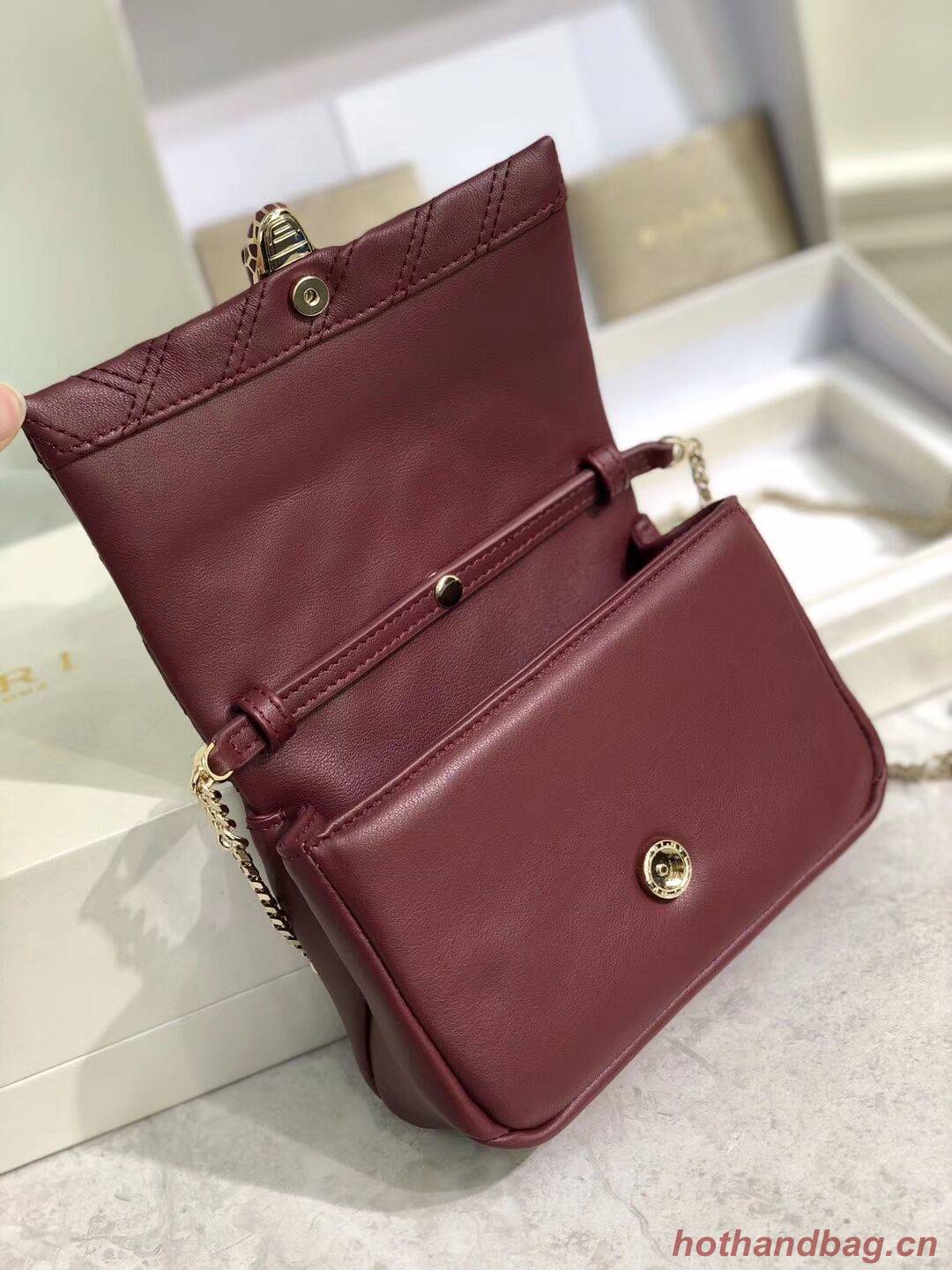 BVLGARI Shoulder Bag Calfskin Leather B288760 Burgundy