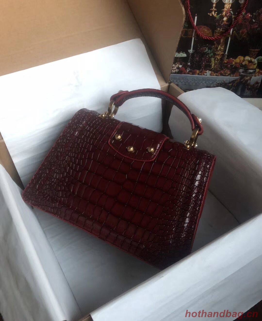 Dolce & Gabbana Origianl Crocodile Leather Bag 4916E Burgundy