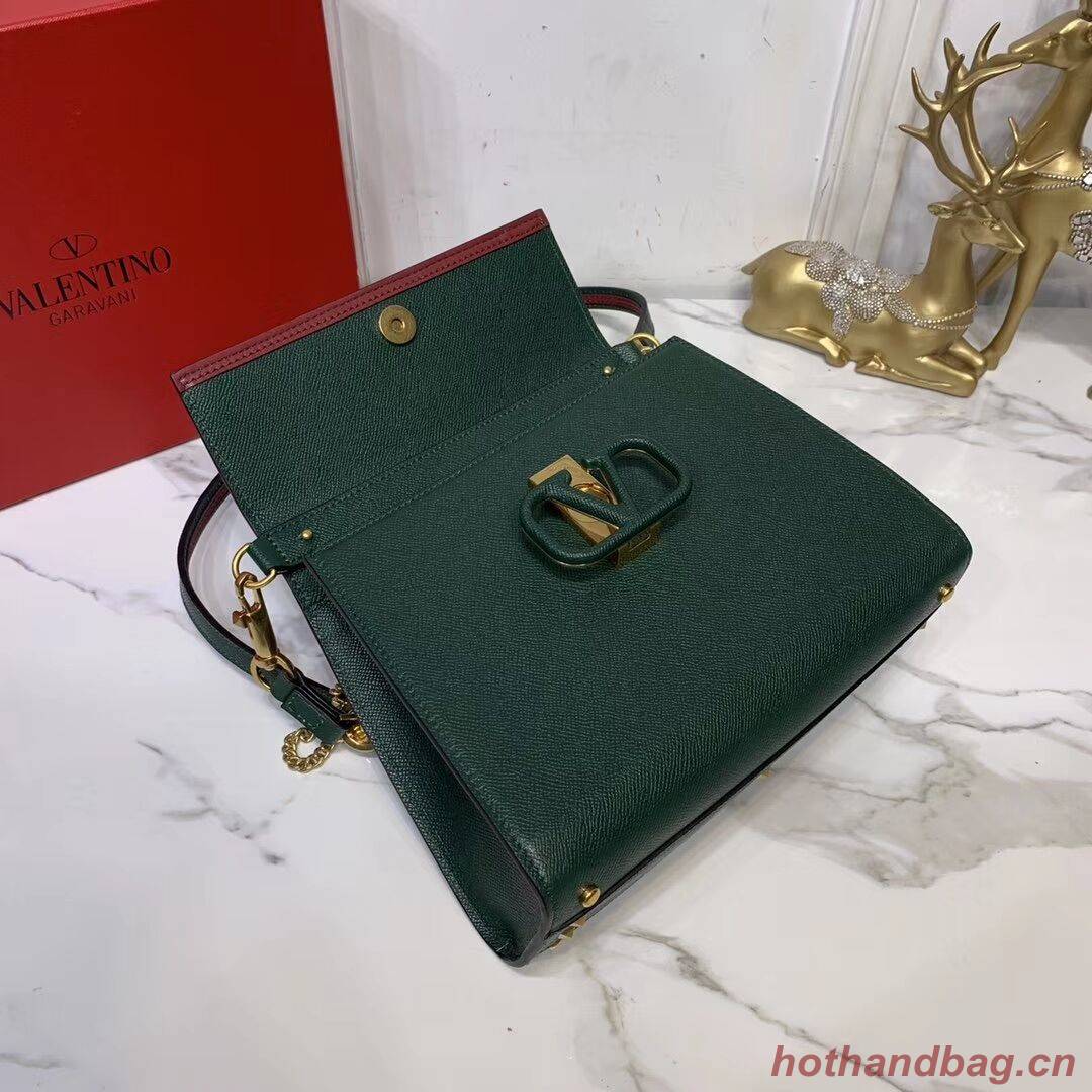 VALENTINO Origianl leather Tote Bag V0025 Blackish green