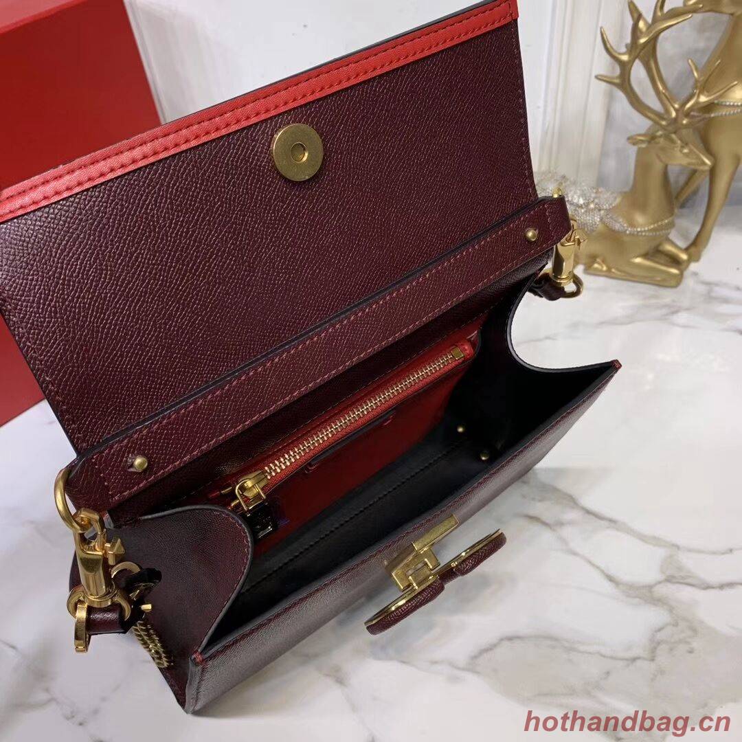 VALENTINO Origianl leather Tote Bag V0025 Burgundy