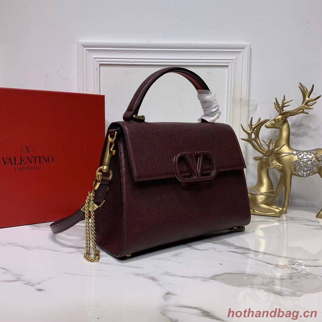 VALENTINO Origianl leather Tote Bag V0025 Burgundy