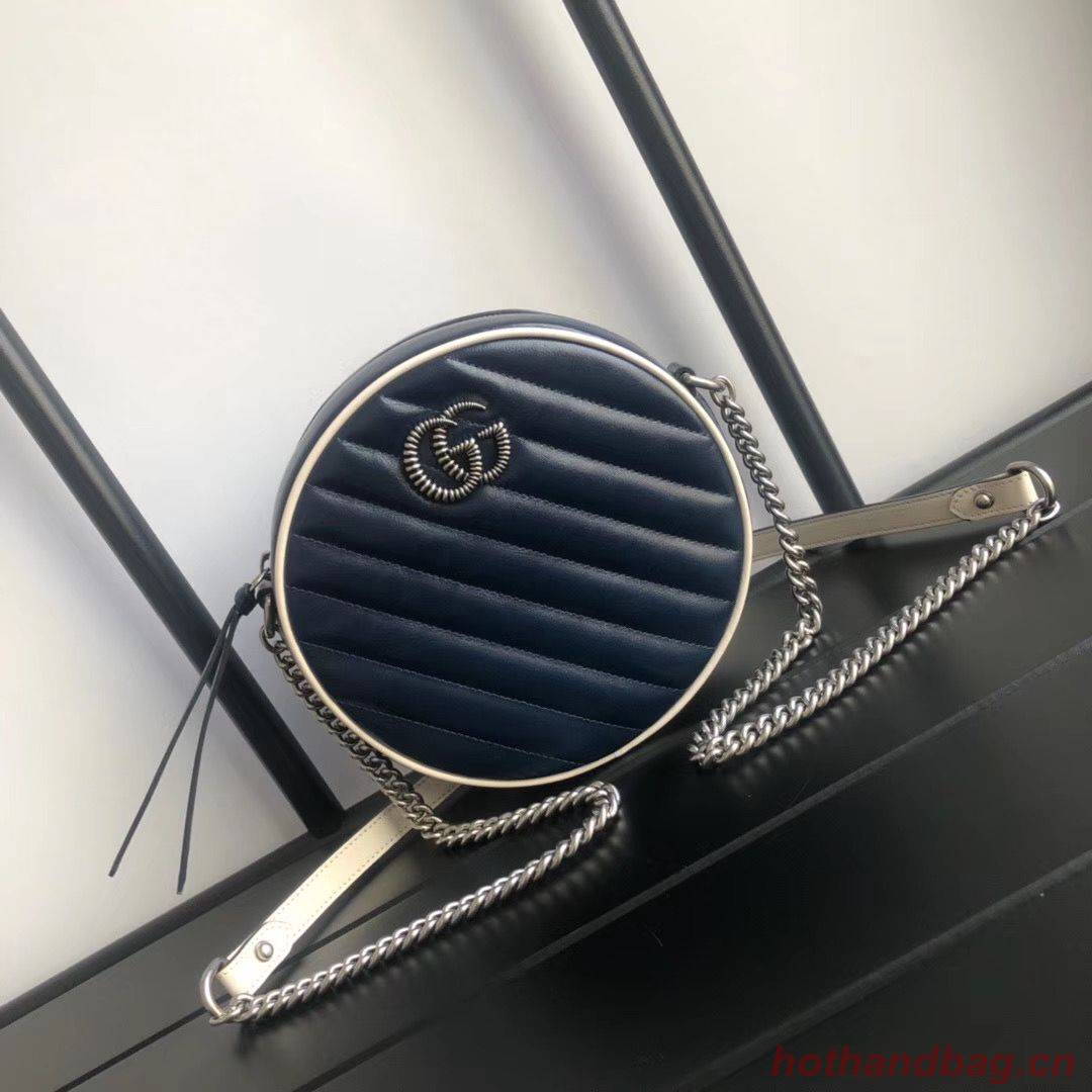 Gucci GG Marmont mini round shoulder bag 550154 Navy