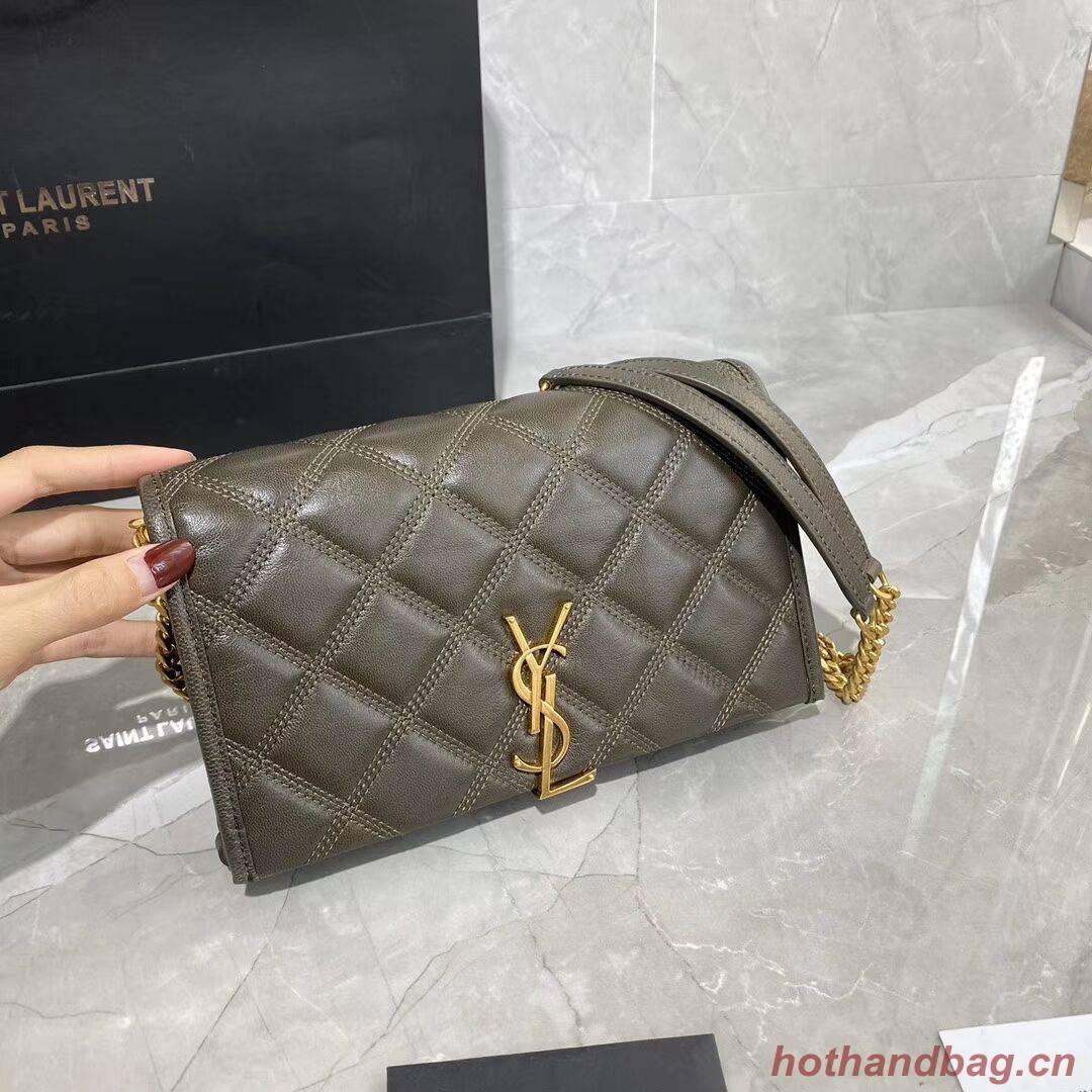 SAINT LAURENT leather shoulder bag Y585031 grey