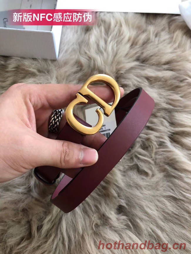 Dior Calf Leather Belt Wide with 20mm 5361 Burgundy