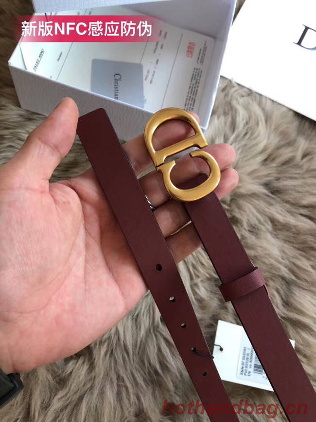 Dior Calf Leather Belt Wide with 20mm 5361 Burgundy