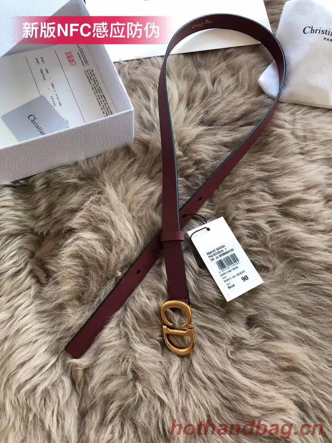 Dior Calf Leather Belt Wide with 20mm 5361 Burgundy