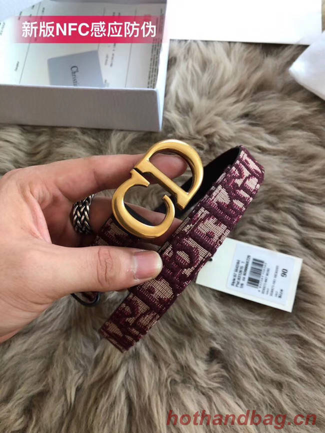 Dior Leather Belt Wide with 20mm 5361 Burgundy